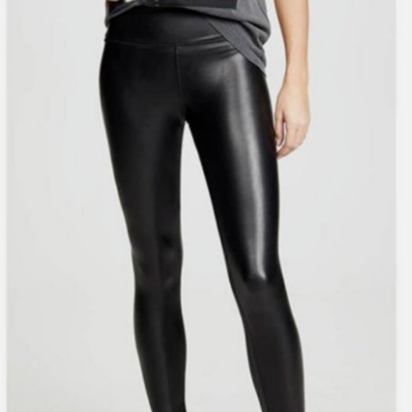David Lerner Black patent Faux Leather shine Leggings Small - Picture 1 of 7